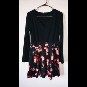 Black Floral Long Sleeve Dress